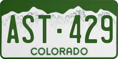 CO license plate AST429