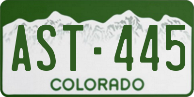 CO license plate AST445