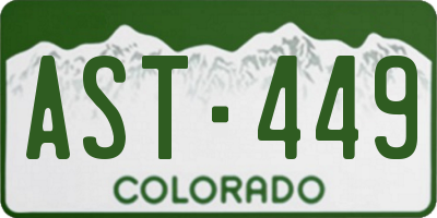 CO license plate AST449
