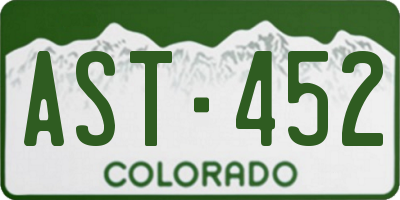 CO license plate AST452