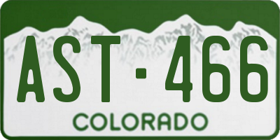 CO license plate AST466