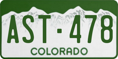 CO license plate AST478