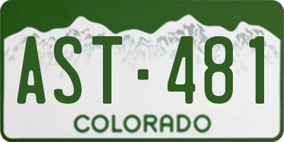CO license plate AST481