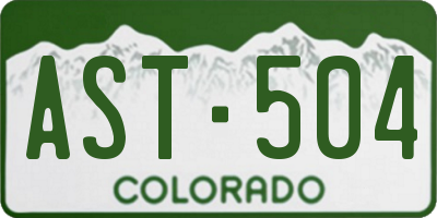 CO license plate AST504