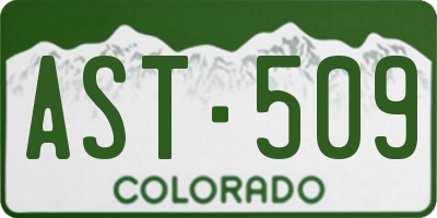 CO license plate AST509