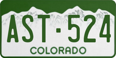 CO license plate AST524