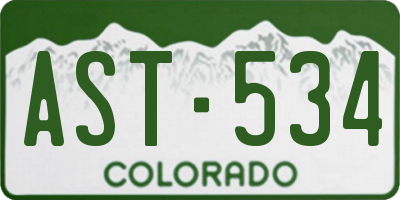 CO license plate AST534