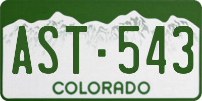 CO license plate AST543