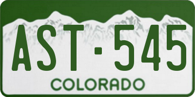 CO license plate AST545