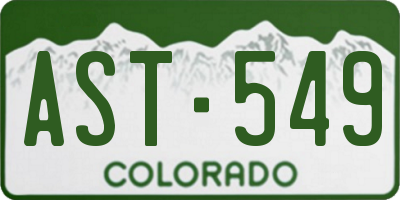 CO license plate AST549