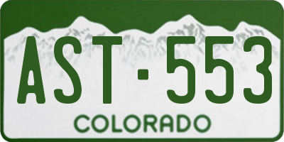 CO license plate AST553