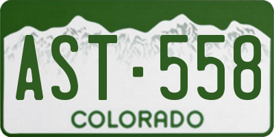 CO license plate AST558