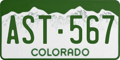 CO license plate AST567