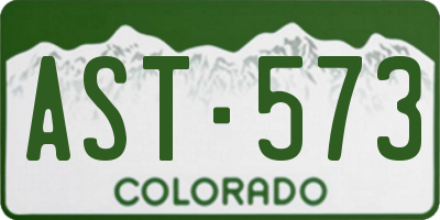 CO license plate AST573