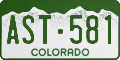 CO license plate AST581
