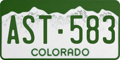 CO license plate AST583