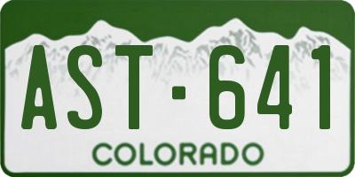 CO license plate AST641