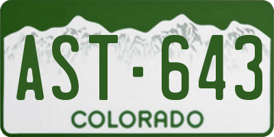CO license plate AST643