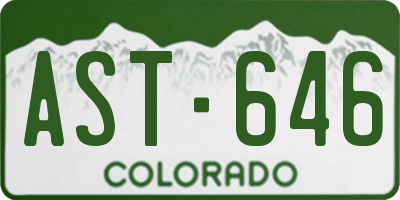 CO license plate AST646