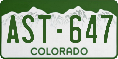 CO license plate AST647