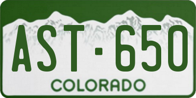 CO license plate AST650