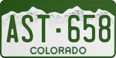 CO license plate AST658