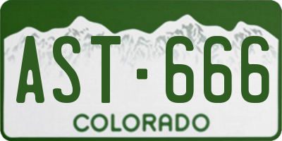 CO license plate AST666