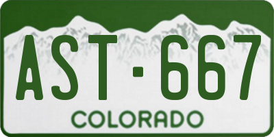 CO license plate AST667