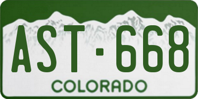 CO license plate AST668