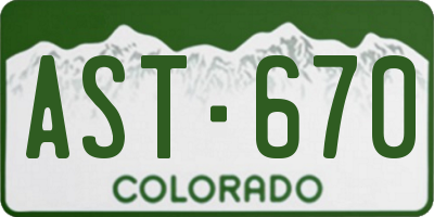 CO license plate AST670