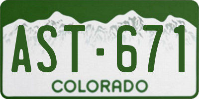 CO license plate AST671