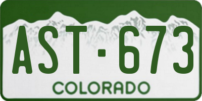 CO license plate AST673