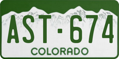 CO license plate AST674