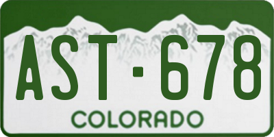 CO license plate AST678