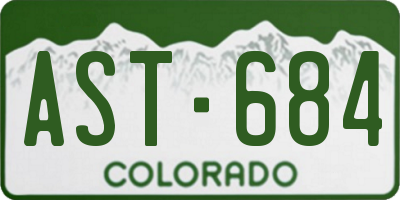 CO license plate AST684
