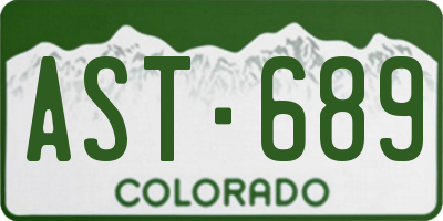CO license plate AST689