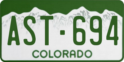 CO license plate AST694