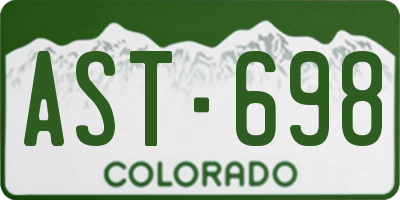 CO license plate AST698