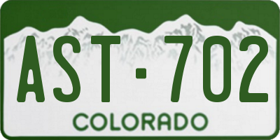 CO license plate AST702