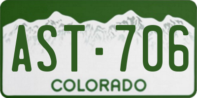 CO license plate AST706