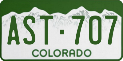 CO license plate AST707