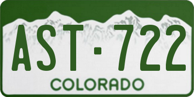 CO license plate AST722