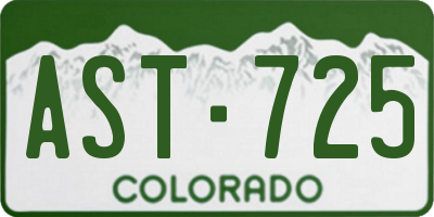 CO license plate AST725