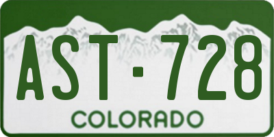 CO license plate AST728