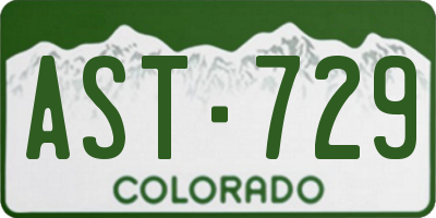 CO license plate AST729