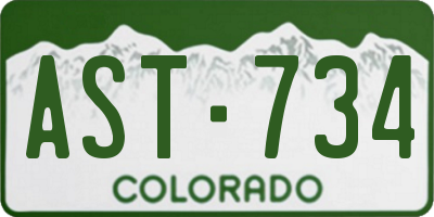 CO license plate AST734