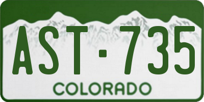 CO license plate AST735