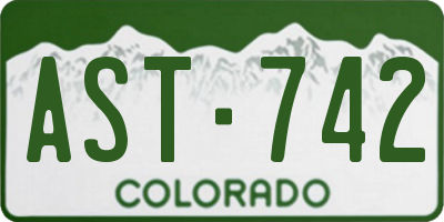 CO license plate AST742