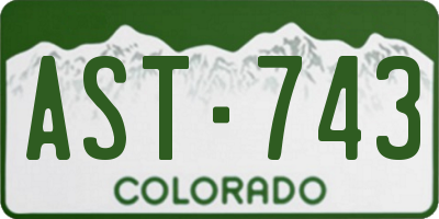 CO license plate AST743