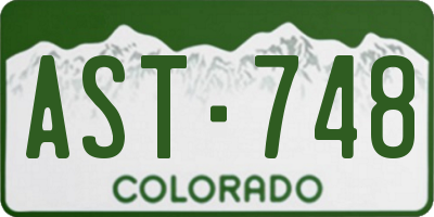 CO license plate AST748